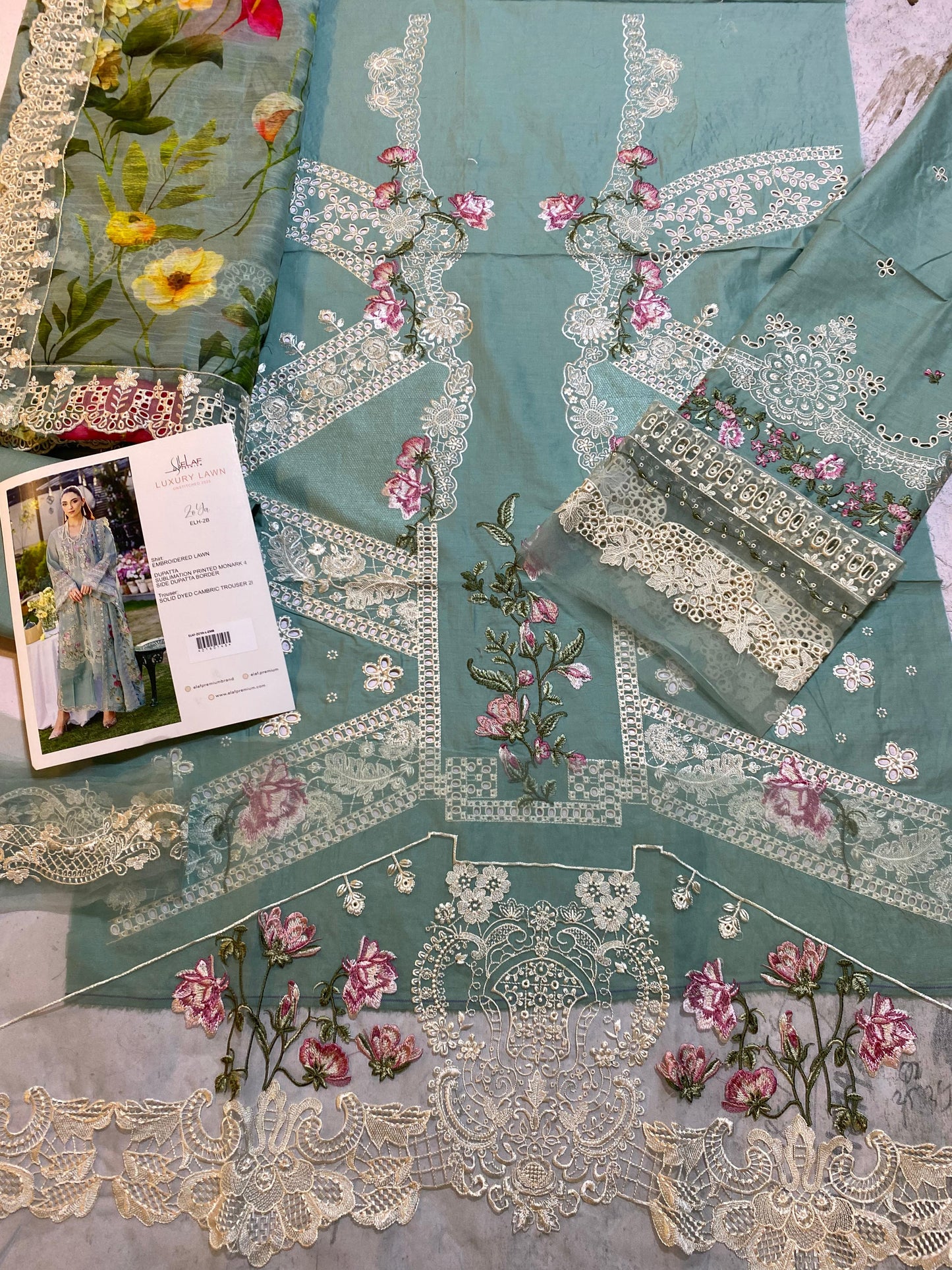Elaf Embroidered Lawn Suits Unstitched 3 Piece ELH-2B Zoya