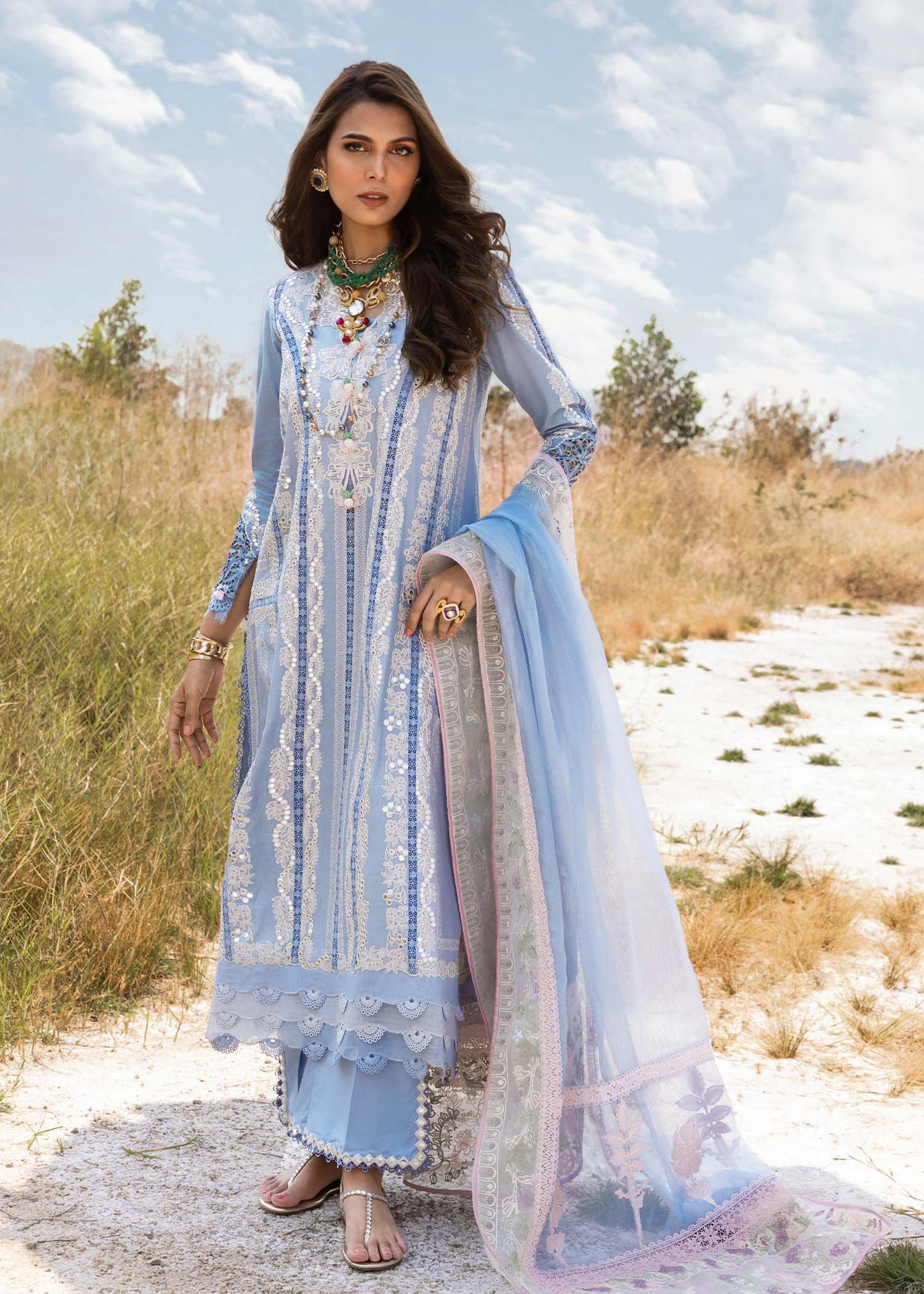 Saira Shakira Embroidered Luxury Lawn Unstitched 3Pc Suit NADINE-A