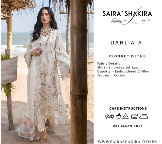 Saira Shakira - Unstitched Luxury Lawn Collection 2025  DAHLIA-A