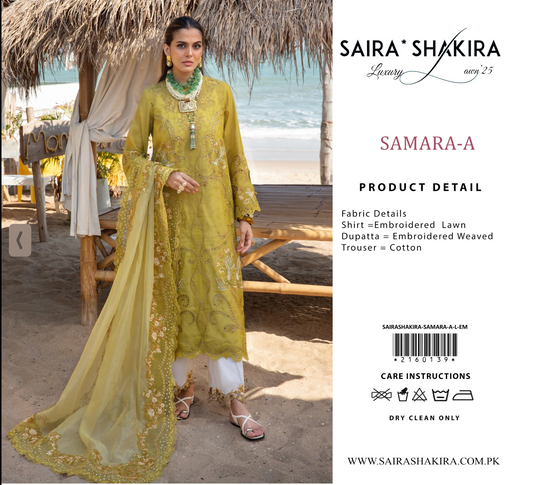Saira Shakira Samara-A - Unstitched Luxury Lawn Collection 2025 -