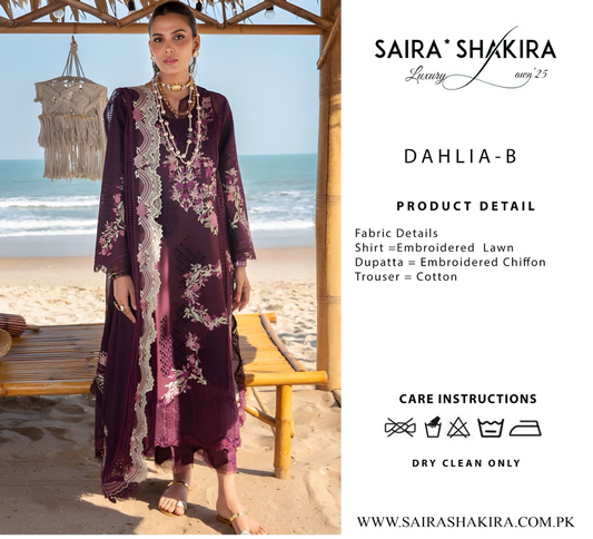 Saira Shakira DAHLIA-B - Unstitched Luxury Lawn Collection 2025 -