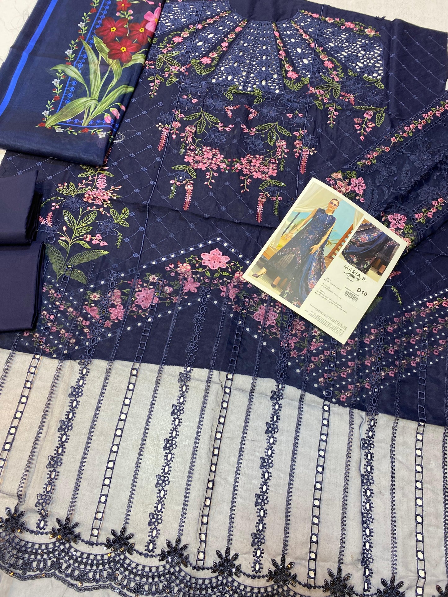 Maria B - 3 Piece Unstitched Embroidered Lawn Suit - EID LAWN-25-10