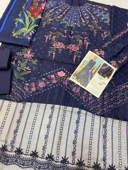 Maria B - 3 Piece Unstitched Embroidered Lawn Suit - EID LAWN-25-10